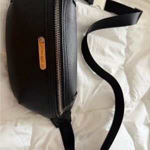 Michael Kors Black Belt Bag with Silver Accents